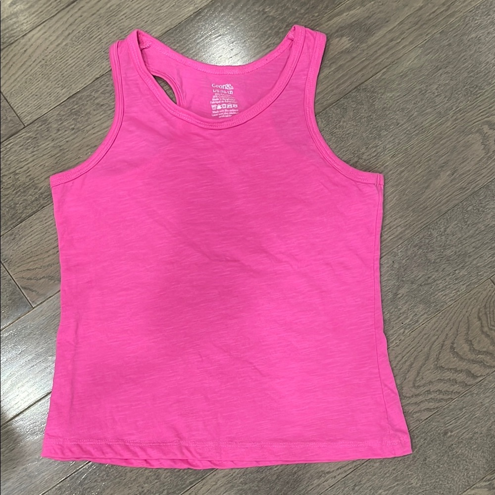 George Girls Pink Cotton Scoop Neck Tank Top Size 10-12